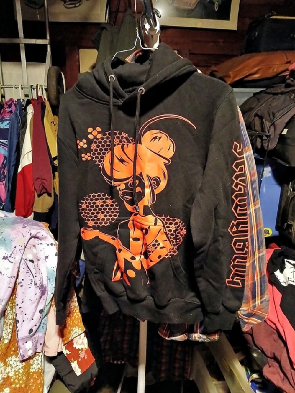 Graphic Hoodie in Black & Orange